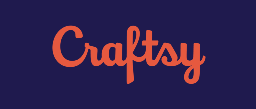 Craftsy logo in orange text on a dark blue background