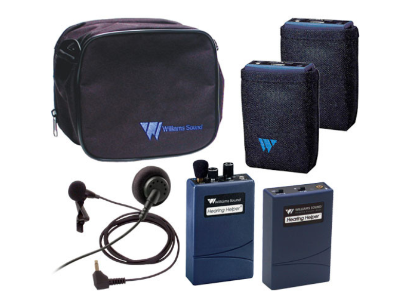 Hearing assistance equipment including microphones and receivers in a bag