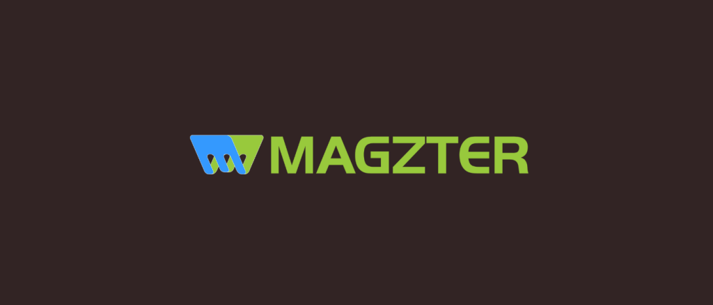 Magzter logo featuring blue and green colors on a dark background