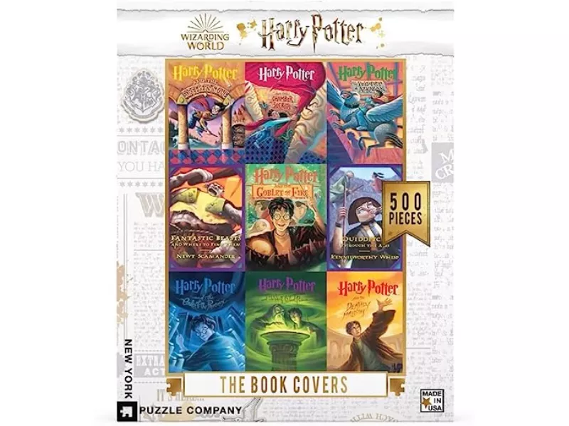 Harry Potter book covers puzzle featuring nine illustrated designs