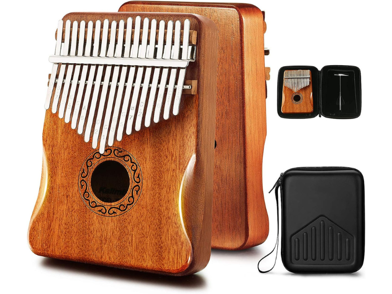 Kalimba with metal tines and a protective carrying case