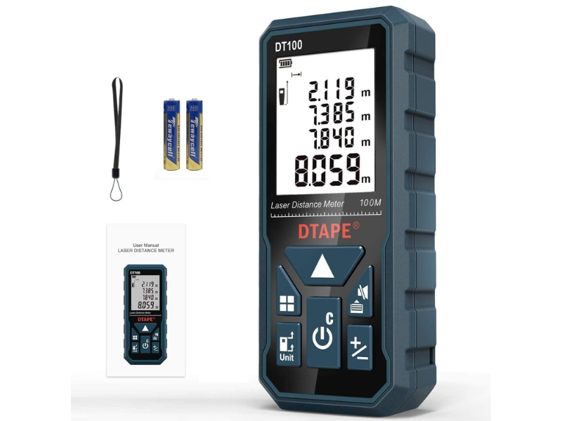 Laser distance meter with display and user manual included