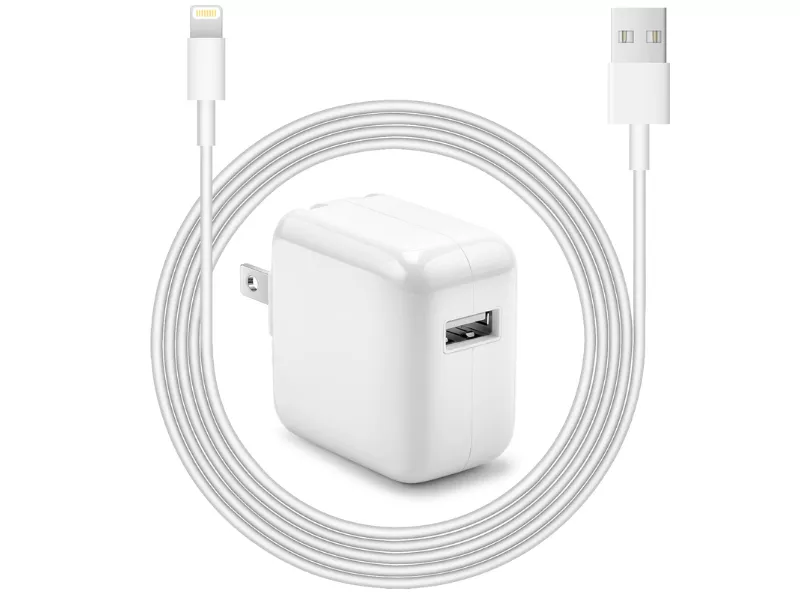 White phone charger with a USB cable coiled around it