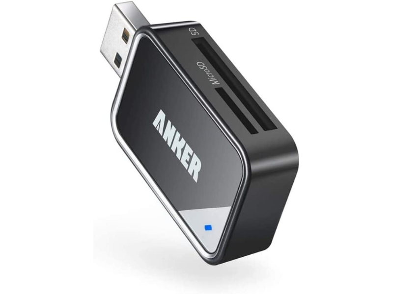 Anker SD card reader with USB connector and card slots