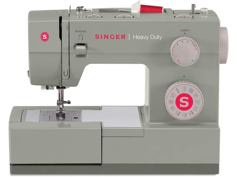 Singer heavy duty sewing machine with adjustable settings and controls