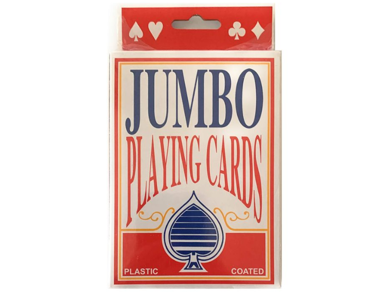 Jumbo playing cards in a plastic-coated package